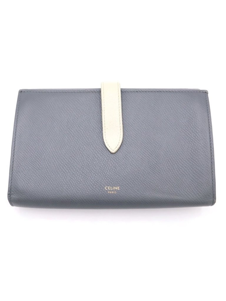 Celine Large Strap Wallet Leather Gray